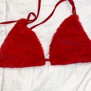 Furry triangle bra